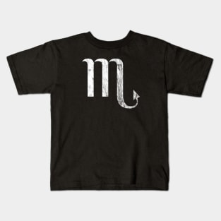 Scorpio Zodiac Horoscope in Distressed White Design Kids T-Shirt